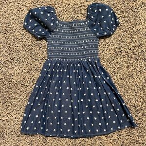 Navy Blue Star Pattern Kids Dress
